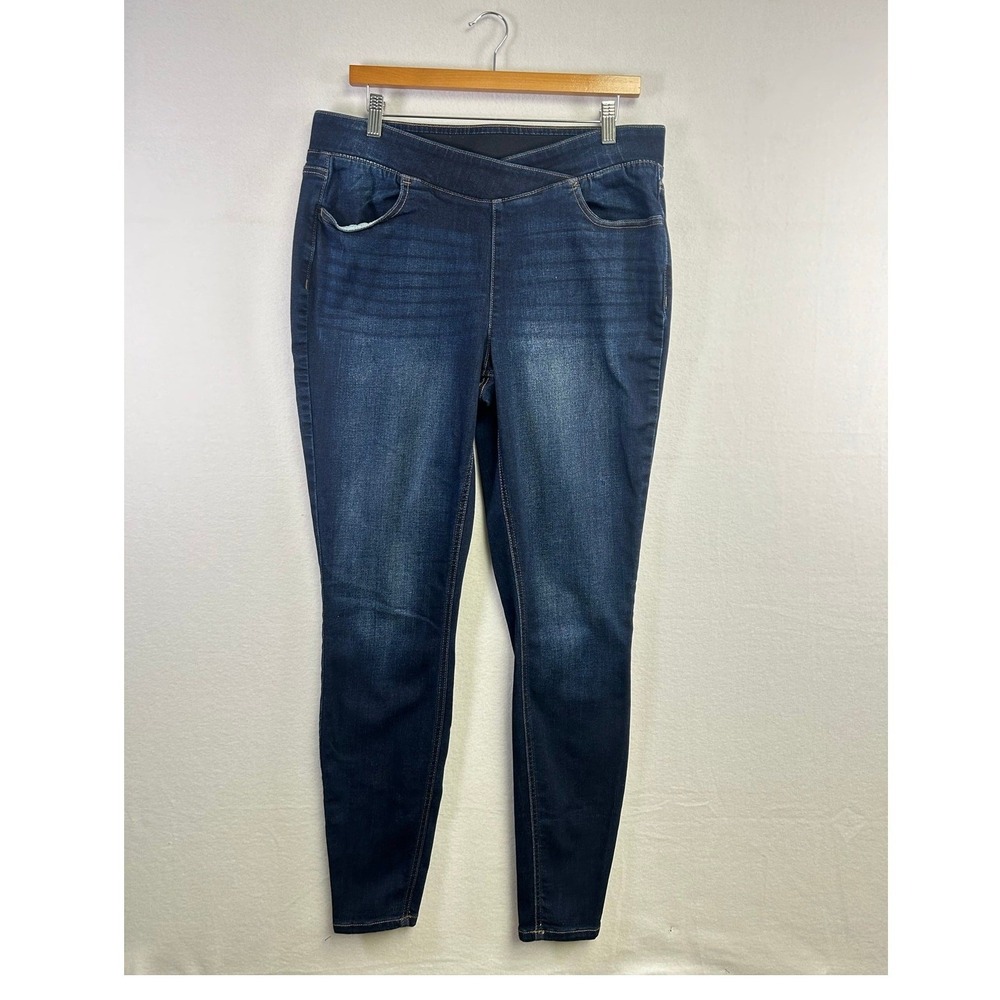 Skinny Jeggings Maurices Womens L Long Blue Everflex Crossover Pull On Jeans